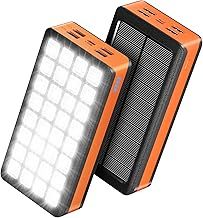 【New Upgrade】Portable Solar Charger 30000mAh, Solar Power Bank with 4 Outputs & Dual Inputs 32 LEDs Flashlight, Waterproof Charger Fast Charging Battery Pack for Smartphones Tablets Outdoors (black)