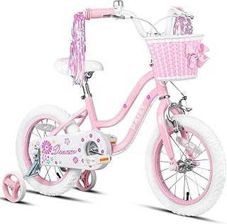 Glerc Daisy 12 14 16 Inch Girls Bike for 2-7 Years Kids with Stabilisers Basket Streamers and Bell,Multiple Colors
