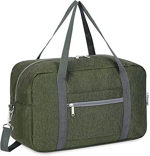 for Ryanair Airlines Underseat Cabin Bag 40X20X25 Foldable Travel Duffel Bag Holdall Tote Carry on Luggage Overnight for Women and Men 20L (Army Green (with Shoulder Strap))