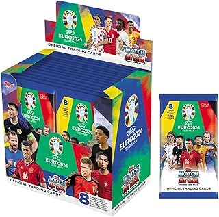 Topps Official Euro 2024 Match Attax - Full Box - 36 packets of EURO 2024 Match Attax (288 cards). Ultra-rare Cristiano Ronaldo Career Celebration to be found inside lucky boxes., FS0004770-DE