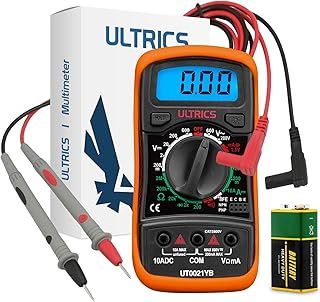ULTRICS Digital Multimeter, Voltmeter Ammeter Ohmmeter Circuit Checker with Backlight LCD Test Leads, Portable Multi Tester Measures OHM AC DC Voltage Current Resistance Continuity Diodes Transistor
