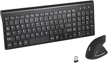 2.4GHz Wireless Vertical Ergonomic Mouse and Keyboard Combo Ultra-Thin Portable Size for PC Desktop Computer Laptop Mac Tablet