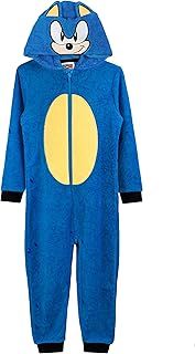 Sonic the Hedgehog Onesie For Boys & Girls | Kids Blue Soft All In One Pjs With Sonic Face Hood & 3D Ears | Childrens Gamer Gift