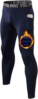 Yuerlian Mens Thermal Leggings Thermal Underwear Pants Base Layer Running Leggings Gym Workout Quick Dry Compression Tights Leggings with Pocket