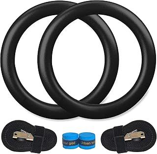 Gymnastic Rings 2 Piece Set, Fitness Rings with Adjustable Straps, Gym Rings, Strength Training for Strength Training, Pull Ups and Fitness, Black