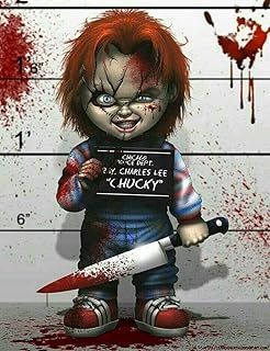 egjxal 5D Diamond Painting Doll Horror Movie 12x16 inch Art for Adults and Kids Full Drill Round Embroidery Wall Crafts Gift Home Decoration (The Clown with The Knife), Clear (GJX2002)