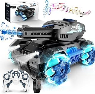 4DRC Y1 RC Tank That Shoots,Gesture Sensing Rc Stunt Car with Light & Music, Remote Control Tank Shooting Water Bullet Ball, Remote Control Car for Boys 6 8-12, Kids Toy gifts Birthday