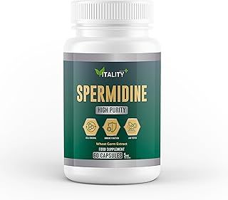 High Potency Spermidine Wheat Germ Extract Capsules - 10mg from Wheat Germ Extract, 60 Capsules, One Month Supply - Longevity