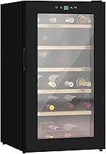 HOMCOM 24 Bottle Wine Fridge, 65 Litre Capacity, 43cm Freestanding Wine Cooler Fridge with Glass Door, LED Light, Digital Touch Screen, Temperature Control, Black