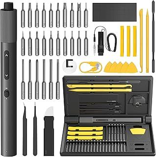 HOTO Electric Precision Screwdriver Kit, 46-in-1 Rechargeable Screwdriver Kit, Cordless Mini Power Screwdriver Kit with S2-Steel Bits, 2-Gears Torque, LED Light, Ideal for Phone/Glasses/Watch/Laptop
