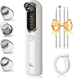 Yccu Blackhead Remover Vacuum 4 Suction Power Mode Blackhead Remover Tool Rechargeable Black Head Remover for Face with 4 Suction Heads Pore Vacuum Cleaner Acne Pimple Whitehead Extractor