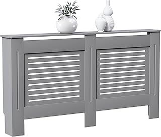 Vida Designs Milton Radiator Cover Grey Traditional Painted MDF Cabinet, Large (H: 82 / W: 152 / D: 19 cm)