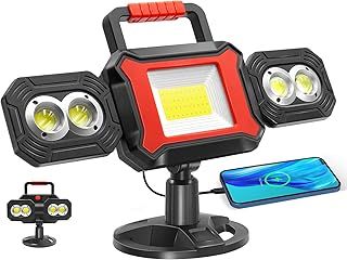 SYLSTAR Rechargeable Work Light, 25W 2700LM COB LED Magnetic Light with USB Power Bank Function, Rotatable Portable Flood for Construction Site, Garage, Workshop, Car Repairing, Black, (ST2700)