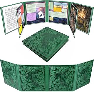 CASEMATIX 8-Panel Deluxe Dungeon Master Screen for DND & TTRPGs – Faux Leather Folding DM Screen with 2 Swinging Panels, Wet-Erase Pockets & Compact Tabletop RPG Design – Green