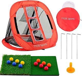 Golf Chipping Net – Pop Up Simulator Hitting Net with 2 Turf Mat & 12 Foam Balls, Golfer Accessories for Backyard & Driving Range, Great Gifts for Men, Portable Golf Net Indoor/Outdoor