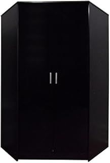 Reflect - 2 Door CORNER Wardrobe with 2xHanging Rails and 10 Shelves for Bedroom (H: 180cm x W: 103cm x D: 103cm) (Black Gloss/Black Oak)