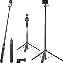 53.2" Extendable Selfie-Stick with Integrated Tripod Stand for Insta 360 X4/X3/ONE X2/ONE X/ONE RS (1-Inch 360 excluded)/Ace/Ace Pro/Ace Pro 2 Cameras
