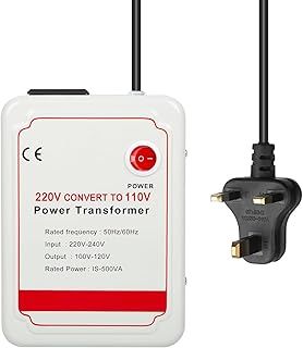 500W Step Down Power Voltage Converter Transformer (UK Plug) 220v/240v to 110v/120v, Intelligent Efficient Adapter Travel Power Adapter for WIFI, POS Machine, Power Bank