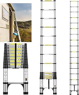 5 m Telescopic Ladder, Aluminium Lightweight Extension Ladder with Non-Slip Feet, Portable Loft Ladder, Heavy Duty RV Folding Ladder for RV, Household, Outdoor Work (5 m)
