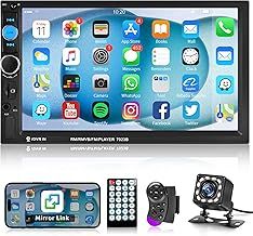 7 Inch Touch Screen Car Radio Rimoody Double Din Car Stereo Bluetooth Handsfree FM Radio Mirror Link USB Car Audio Receiver Remote Control Steering Wheel Control Backup Camera