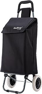 Premium 59L Lightweight Shopping Trolley, Hard Wearing & Foldaway Trendy Folding/Collapsible Push/Pull Carts for Easy Storage with 2 Wheels (59L, Plain Black)