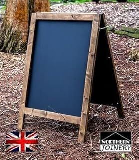 Extra XL Large 1100mm x 560mm Waterproof Dark Oak Heavy Duty Chalkboard A Board Frame Sandwich Pavement Sign Blackboard Doubled Sided Newly Upgraded Easy Cleans Laminate Panels