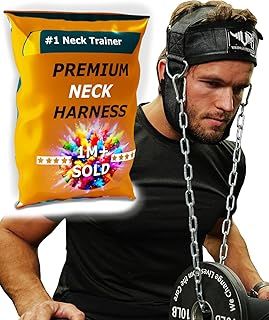 Vikingstrength Neck Harness Strength Trainer- Premium Quality for Neck Curls and Training. Head Exerciser for Sports and Fitness, D Ring