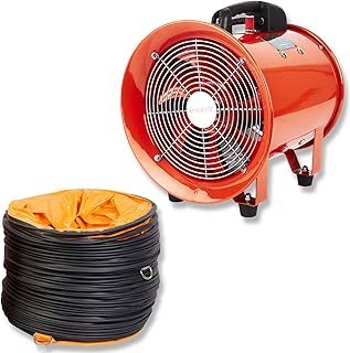 Portable Ventilation Axial Blower Workshop Dust Fume Air Extractor Fan (12 Inches / 300mm With Duct Hose)