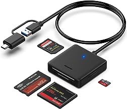 Memory Card Reader, BENFEI 4in1 USB 3.0 and USB-C to SD Micro SD MS CF Card Reader Adapter, 4 Cards Simultaneously Read and Write, Compatible with iPhone 15 series, MacBook Pro/Air 2023, and More