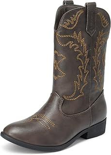 DREAM PAIRS Kids Cowgirl Cowboy Western Boots Girls Mid Calf Riding Shoes Little Kid/Big Kid
