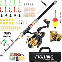 Metal Fishing Rod & Reel Combo - 1.8m Telescopic Pole, 3000 Spinning Reel, Carrier Bag, 100M Line, Lures & Hooks Accessories