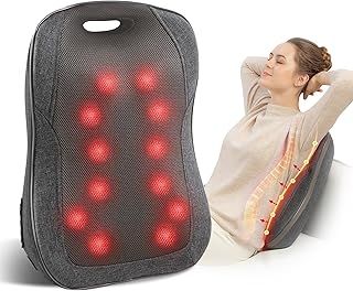 COMFIER Shiatsu Back Massager with Heat- Portable Massage Cushion, for Women/Men, Adjustable Kneading Massage Chair Pad,Chair Massager for Office,Home Use
