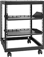 VEVOR 12U Open Frame Server Rack, 15''-40'' Adjustable Depth, Free Standing or Wall Mount Network Server Rack, 4 Post AV Rack with Casters, Holds All Your Networking IT Equipment AV Gear Router Modem