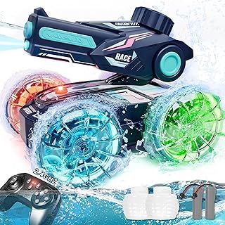 Remote Control Cars with Water Gun, Amphibious Cars for Kids, Waterproof Kids Outdoor Toys with LED Lights, Toys for 5 Year Old Boys, All Terrain - Pool & Garden Toy s for Kid s 8-12