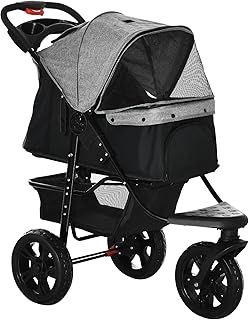 PawHut Dog Pram Dog Stroller Pet Stroller, 3 Wheels Dog Pushchair with Brake, for Small Miniature Dogs, Cats, Red
