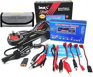 HobbyInn iMax B6 Lipo Battery Balance Charger - RC Battery Charger Dis-Charge, 1S-6S Multi Function, Charging LiFe, LiHV, NiCd, NiMH, Lilon, Pb + Power Adaptor + Lipo Safe Bag
