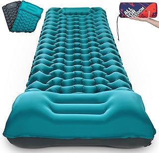 Camping Sleeping Self Inflating Mat: 10cm Thick Lightweight Single Camp Air Bed & Connectable Double Camping Pads & Compact Inflatable Roll Camping Mattress for Outdoor Hiking Backpacking