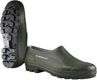 Dunlop Bicolour - Unisex Safety Clog Easy Slip-on Short Protective Shoes, Dark Green, CE Rated Waterproof and Chemical Resistant PVC Work Wellies for Outdoor, Gardening and Farm Work - EU43, UK9