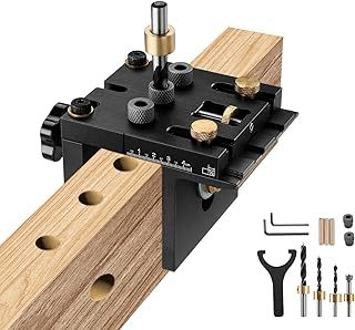 Pocket Hole Jig Kit Tool System, 3 in 1 Woodworking Doweling Jig Kit with Positioning Clip Adjustable Drilling Guide Puncher Locator Carpentry Tools