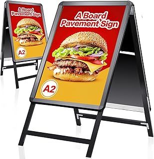 VAIIGO A2 A-Board Pavement Sign - Double Side Display Poster Board Aluminum Frame Sign Board for Outdoor Advertising Display Stand, Black