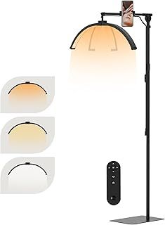 Half Moon Lamp for Eyelash Extensions, 28'' Lash Light for Eyelash Tech, Foldable LED Floor Lamps with Phone Holder, Esthetician Light for Tattoo, Nails, Beauty, Skincare - Black
