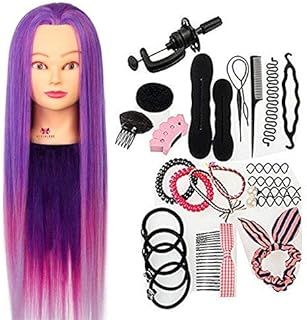 Neverland Practice Training Head Synthetic Hair 64 cm Purple Hair Styling Braid Set Head Hairdressing Hair Cosmetology Head