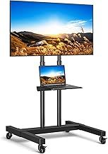 RFIVER MT1001 Tall Mobile TV Stand on Wheels Castors for most 32 inch-80 inch Flat Curved TVs, Rolling TV Trolley, Height Adjustable TV Cart, max VESA 600x400mm Bracket,Black