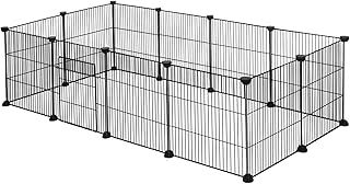 EUGAD rabbit run guinea pig run hamster playpen bunny puppy enclosure exercise fence with door diy black 12 Panels (35x35cm/panel) 142 x 72 x 36 cm 0007WL