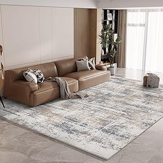 Vamcheer Modern Area Rug- Upgraded 10mm Thick Sponge for Exceptional Comfort, Abstract Area Rug for Living Room/Bedroom/Office, Non-Shedding & Easy to Clean, Light Blue/Grey, 160x230cm