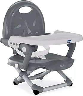 Chicco Pocket Snack Children's Booster Seat, Dark Grey | 6m-3y (15 kg), Portable, Adjustable High Chair, Compact, Removable Tray