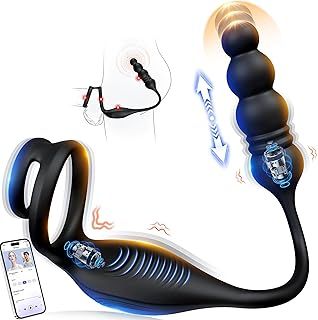 Thrusting Anal Vibrator Male Sex Toys for Men, Prostate Massager Anal Toys with 9 Thrust & 9 Vibration Modes, Cock Ring & Remote Control Butt Plug Adult Mens Sex Toy Toys4mens UK