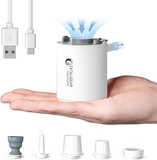 FLEXTAILGEAR Tiny Pump, Portable Electric Air Pump, Vacuum Pump,Powerful In/Deflate,5 Multiple nozzles,Pool Floats Air Bed, Air Mattress, Swimming Ring, Vacuum Storage Bags