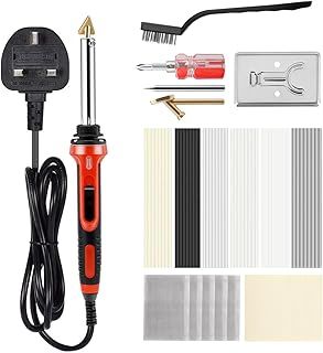 100W Plastic Welding Kit, 2 in 1 Plastic Welder & Soldering Iron Gun Kit, 56PCS Welding Welding Rods,Soldering Tips,Patch Net,Wire Brush,Temperature Control, Bumper Repair Kit for Plastic Crack Repair