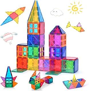 Magnetic Building Blocks Tiles 42PCS 3D Stronger Magnetic Construction Toys for Kids STEM Creativity Educational Toys Gifts for 3+ Year Olds (42 PCS)